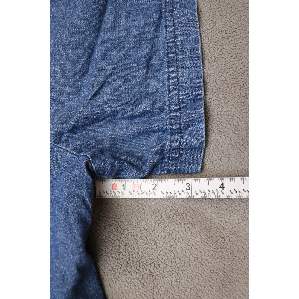 Vintage AMERICAN SWEETHEART Denim Midi Dress Women Large Blue Pocket Buttons 90s - Picture 11 of 15
